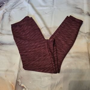 90 Degrees by Reflex Heathered Maroon Full Length Leggings, Size Medium